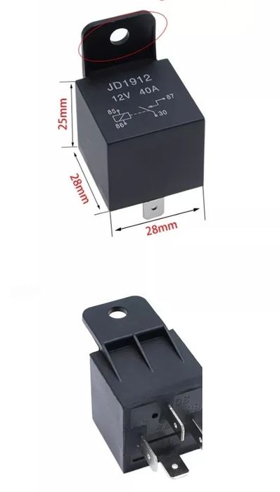 Relè Automobilistico JD1912 4 Pin 12V 40A SPST | Per Auto, Camion, Furgoni, Moto, Barche | Confezione Da 1 Pezzo - 4
