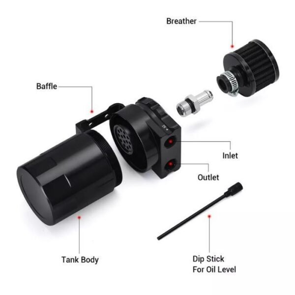 Kit Oil Catch Can Universal Multimarcas + Filtro breather - Preto (mdl1) - Image 3