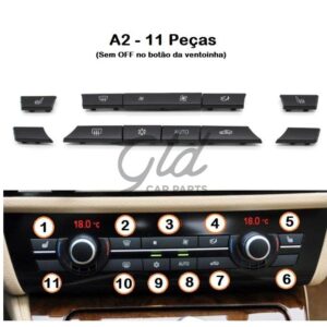 Conjunto de 11 botões Módulo Ar Condicionado BMW Série 5/6/7 X5 X6 F10 F16 2009-2020-A2